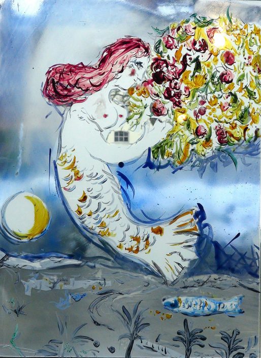 Antje-Otto-Glaskunst Keitum Sylt Glasmalerei Meerjungfrau